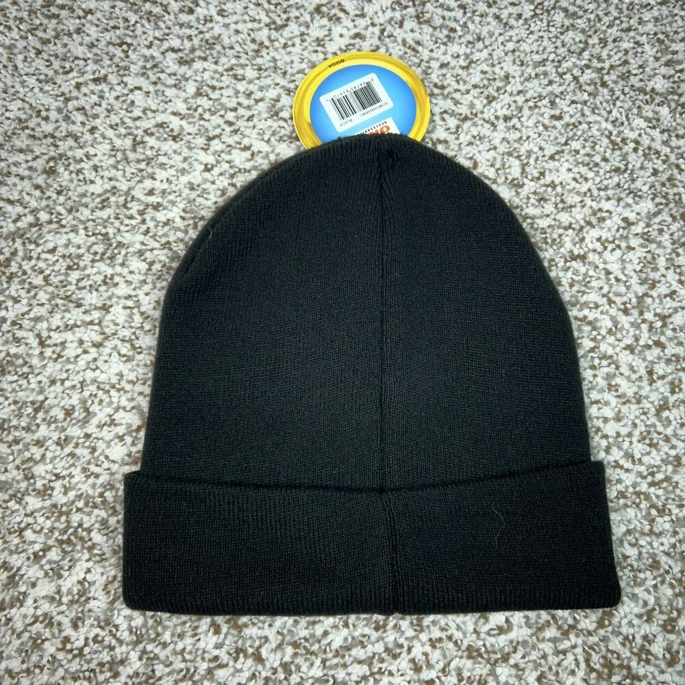 Sonic The Hedgehog Hat Beanie Knit Black Cuffed Patch Graphic Mens One Size SEGA